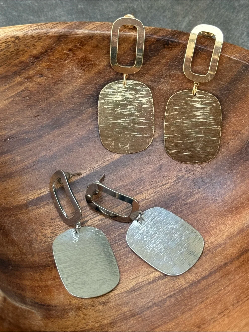 Gold and Silver Textured Drop Earrings - women Fashion earrings